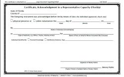 Certificate, Acknowledgment in a Representative Capacity Florida